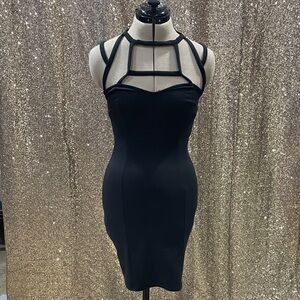 Lulu's Elegant Black Strappy Mini Dress